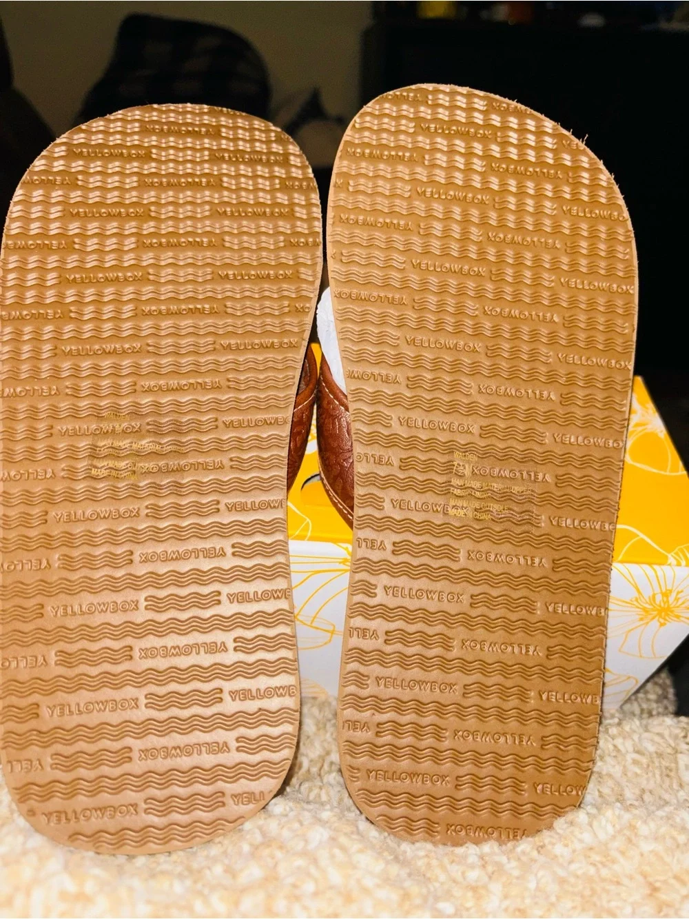 Yellow Box Women’s Walden Brown/Tan Flip Flop Sandals